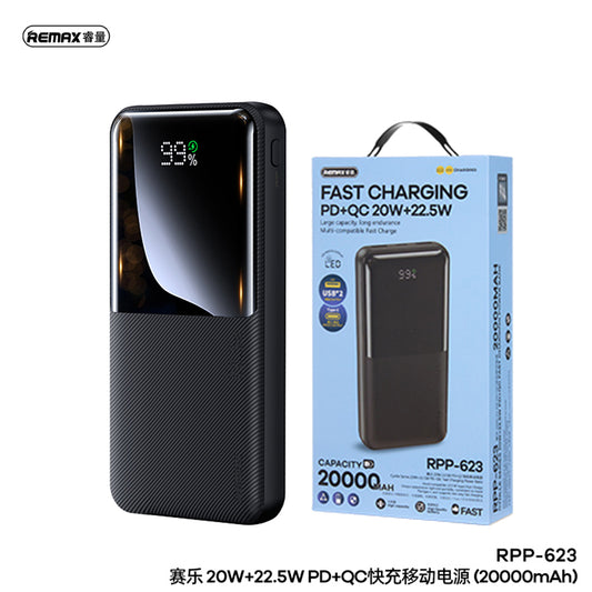 Remax Rpp-623 Power Bank 20000mah 20w+22.5w Pd+Qc Black and white